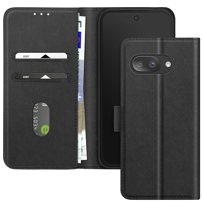 Avizar Étui pour Google Pixel 9a Clapet Portefeuille et Support Vidéo Noir