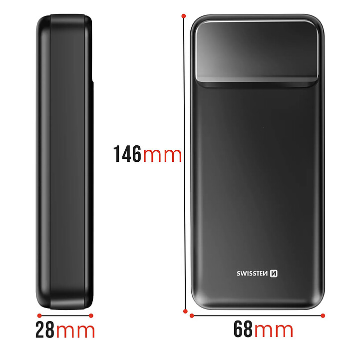 Acheter Swissten Batterie Externe 20000mAh avec USB-C et 2 USB Écran LED Compacte Noir