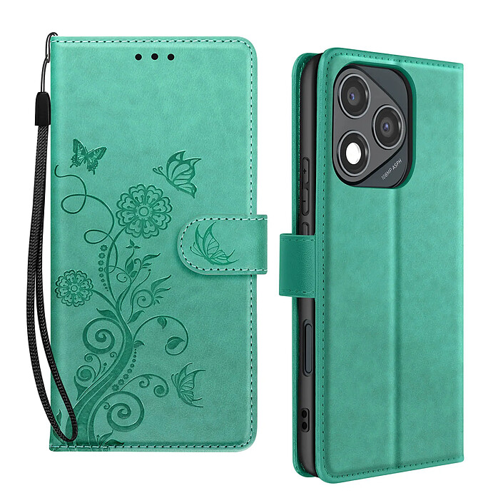 Avizar Étui Fleur Papillon pour Honor 400 Lite Portefeuille avec Dragonne