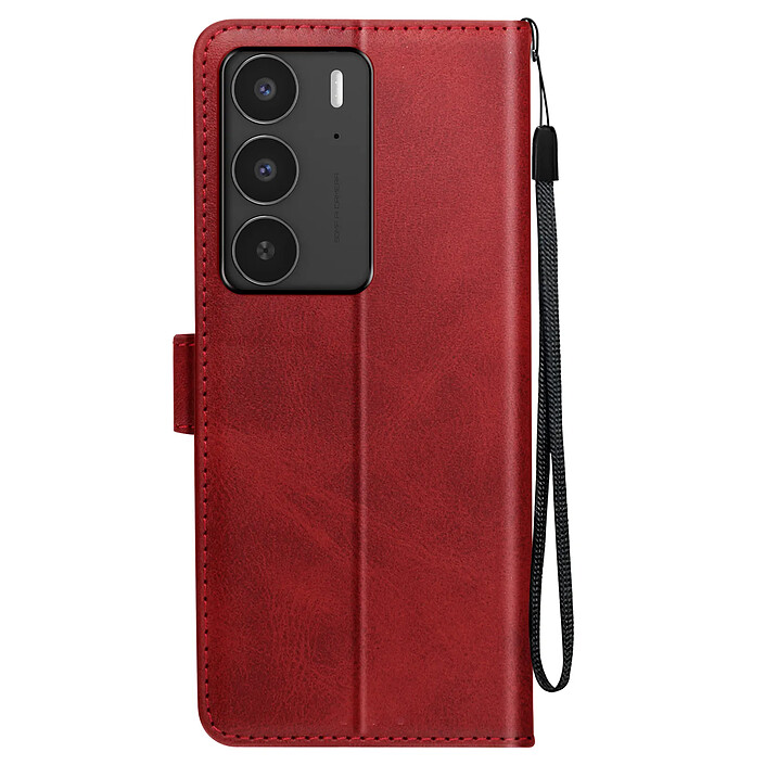 Avizar Étui pour Realme C75 et 14x Dragonne Clapet Support Portefeuille Rouge