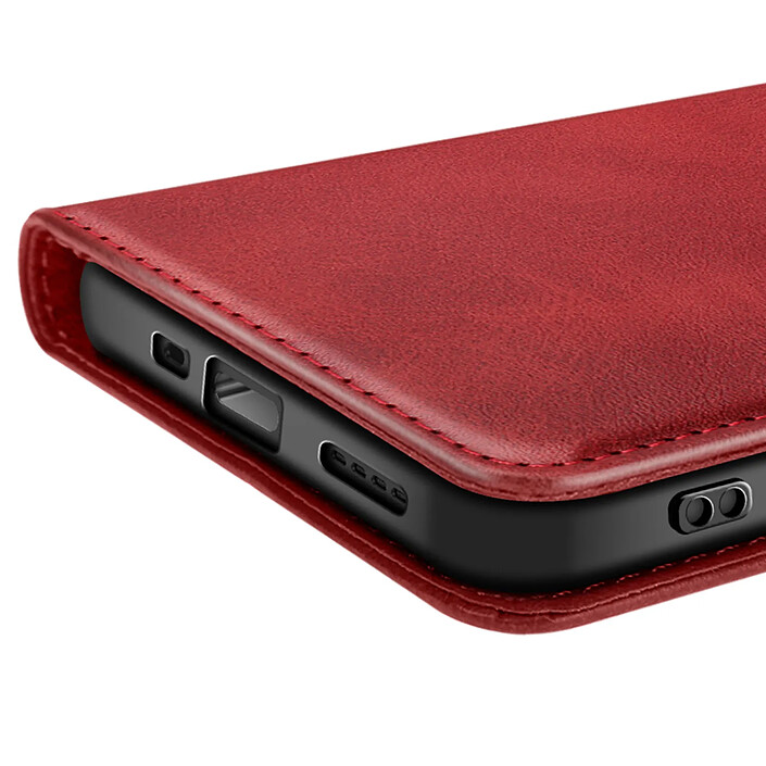 Avizar Étui pour Realme C75 et 14x Dragonne Clapet Support Portefeuille Rouge pas cher
