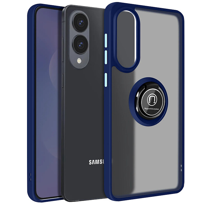 Avizar Coque pour Samsung Galaxy S25 Edge Bague Magnétique Dos Translucide Bleu nuit