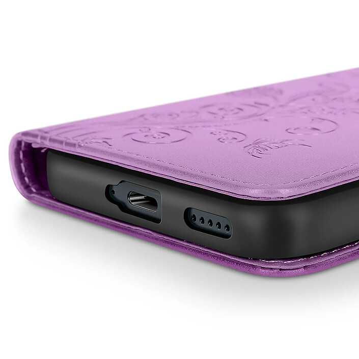 Avizar Étui Fleur Papillon pour Honor 400 Lite Portefeuille avec Dragonne Violet pas cher