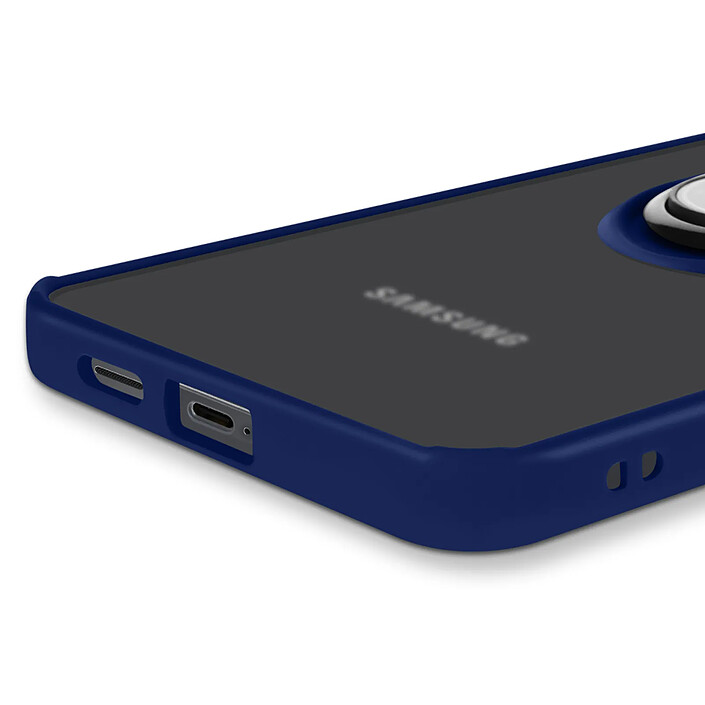 Avizar Coque pour Samsung Galaxy S25 Edge Bague Magnétique Dos Translucide Bleu nuit pas cher