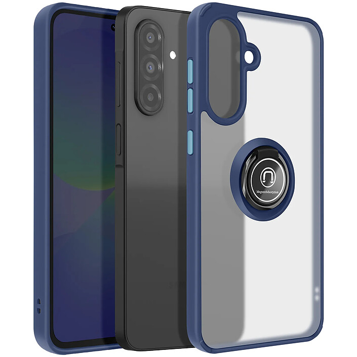 Avizar Coque pour Samsung Galaxy A36 Bague Magnétique Dos Translucide Bleu nuit