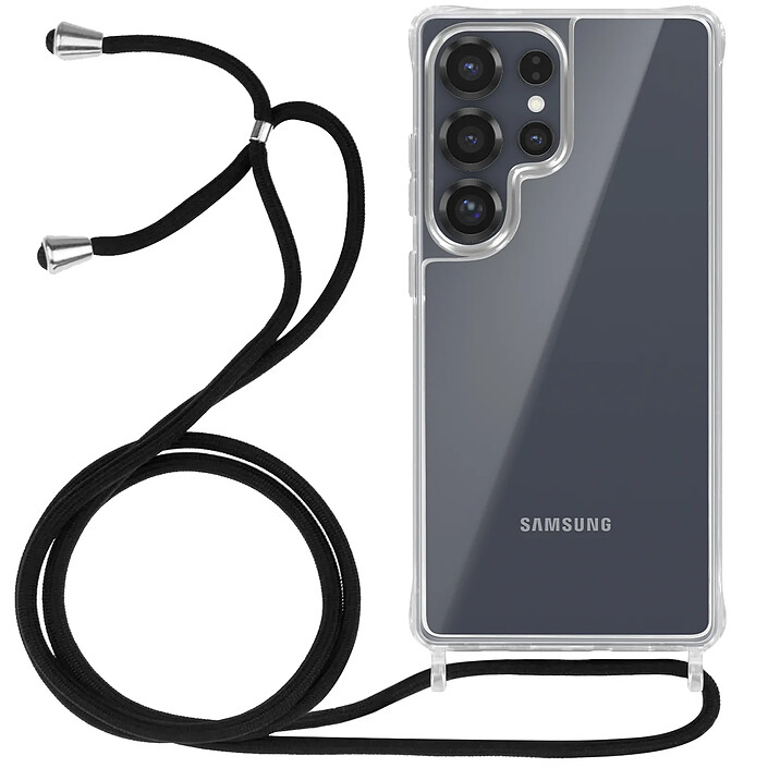 Avizar Coque pour Samsung S25 Ultra Silicone Antichoc avec Cordon Tressé Transparent