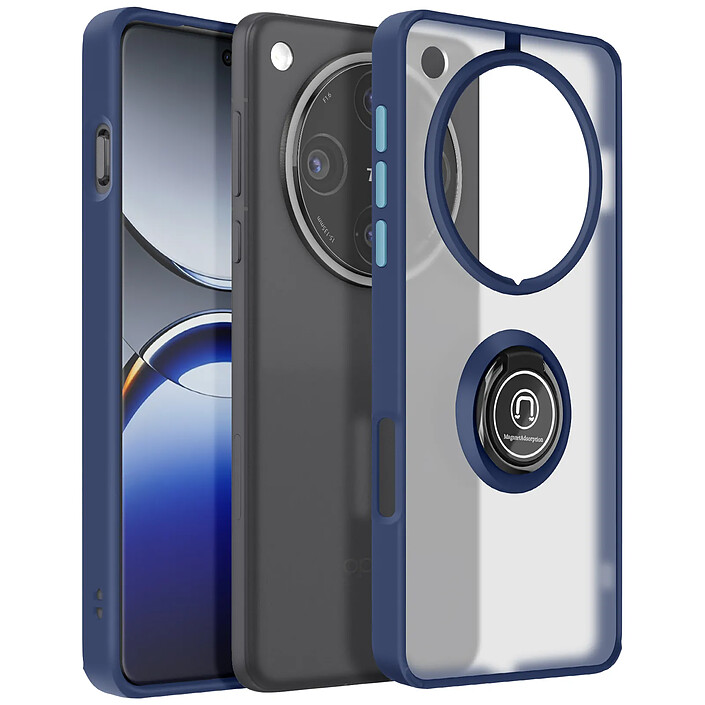 Avizar Coque pour Oppo Find X8 Pro Bague Magnétique Dos Translucide Bleu nuit