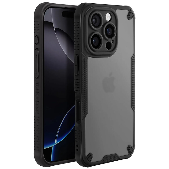 Avizar Coque Antichoc pour iPhone 16 Pro Coins renforcés Dos Mat Anti-trace Noir pas cher