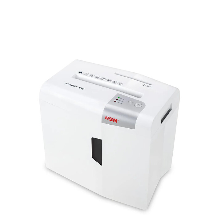 HSM Destructeur Shredstar S10 Coupe Fibre 6 mm Cap 10 F Corbeille 18 L Blanc