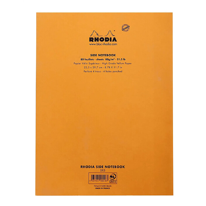 Avis RHODIA Lot de 3 Blocs de Cours Orange Side A4+ 160p 80g Q5x5 Perf.4T