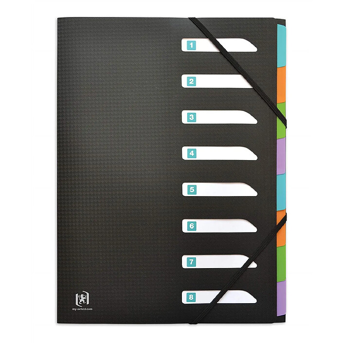 OXFORD Trieur Standard Memphis A4 8 Positions Couverture Polypro Noir