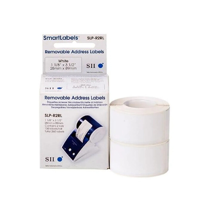 SEIKO INSTRUMENTS Set de 2 rouleaux étiquette d'adresse SLP-R2RL - 28 mm x 89 mm Blanc