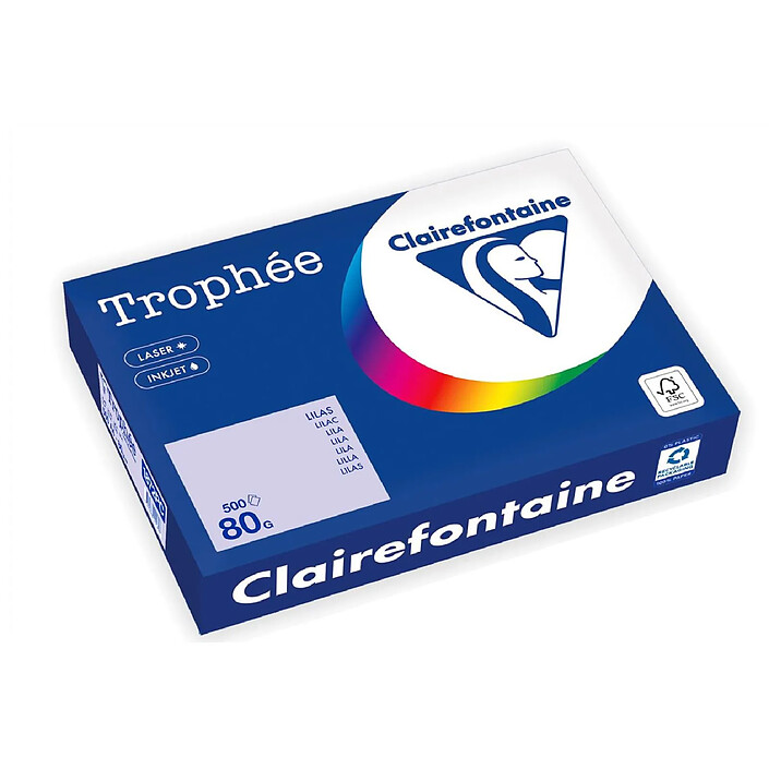 CLAIREFONTAINE Ramette Papier FSC A4 80g 500 Feuilles Lilas x 5