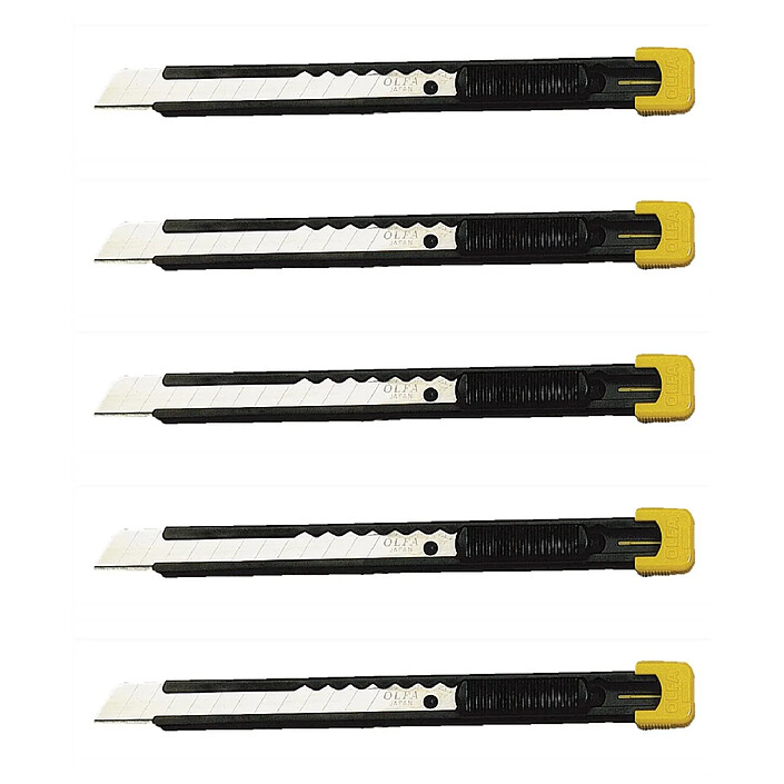 OLFA Cutter Model S Acier Lame AB 9mm Noir Jaune x 5