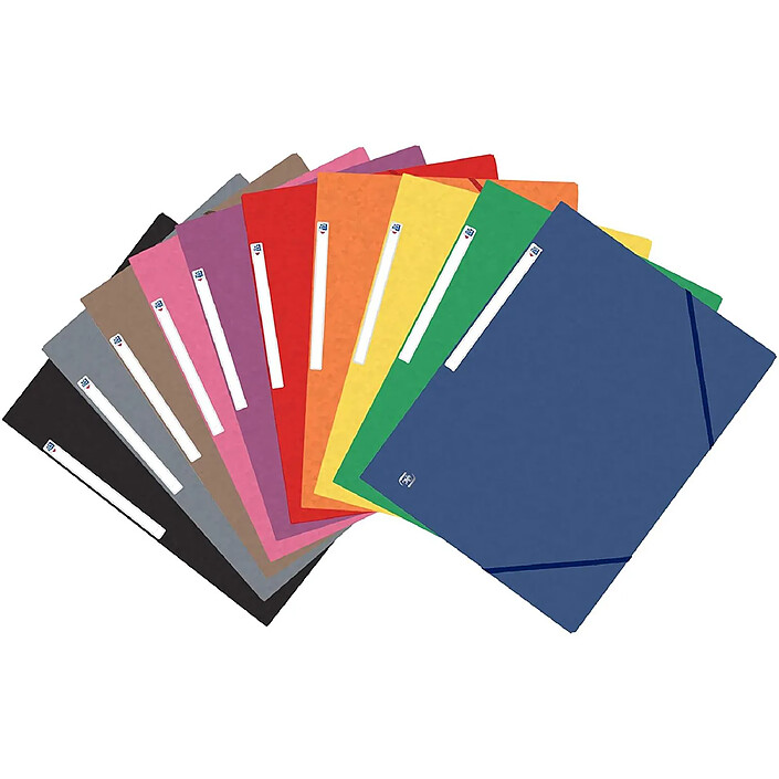 OXFORD Lot de 10 Chemises 3 rabats à élastique Top File+ Assorties Style