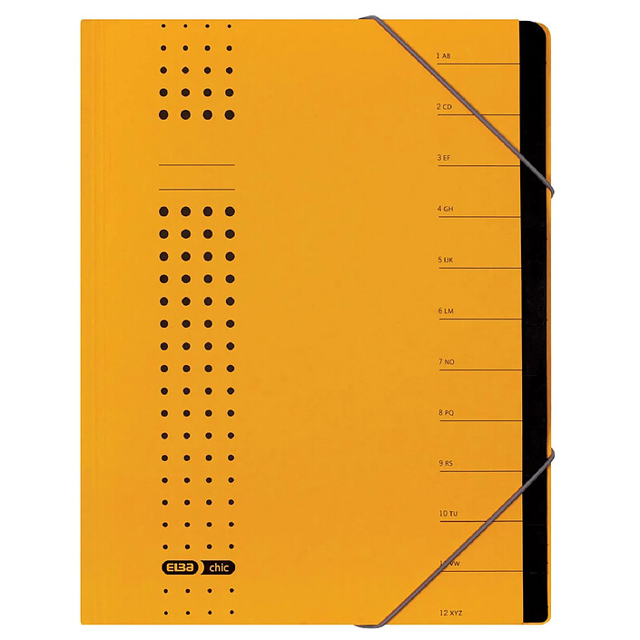 ELBA Chemise Trieur à élastiques Carton A4 450 g 12 Compartiments Jaune