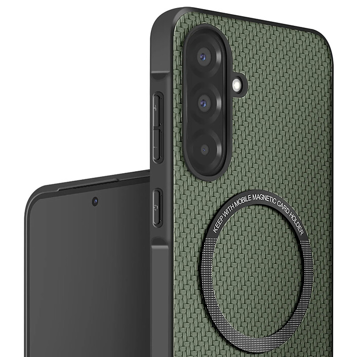 Acheter Avizar Coque pour Samsung A36 Porte-carte Magnétique Fibre de carbone Vert foncé
