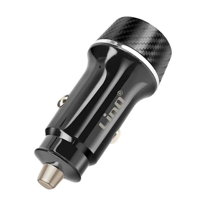 LinQ Chargeur Voiture 38W USB-C + USB Charge Rapide Design Carbone Noir pas cher