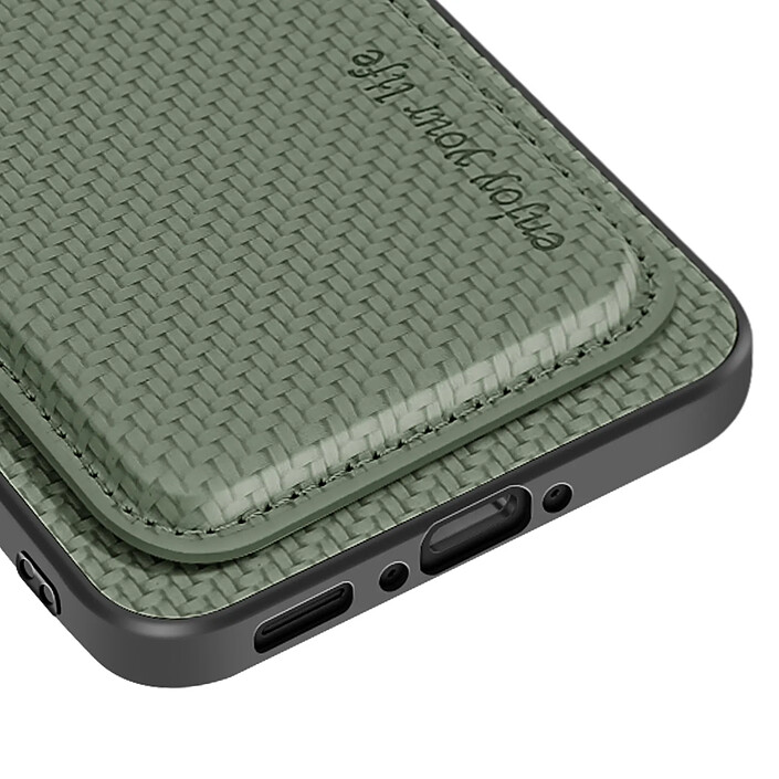 Avizar Coque pour Samsung A36 Porte-carte Magnétique Fibre de carbone Vert foncé pas cher