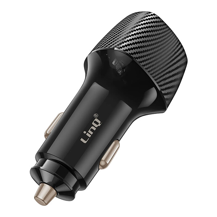 LinQ Chargeur Voiture 48W USB-C + USB Charge Rapide Design Carbone Noir pas cher