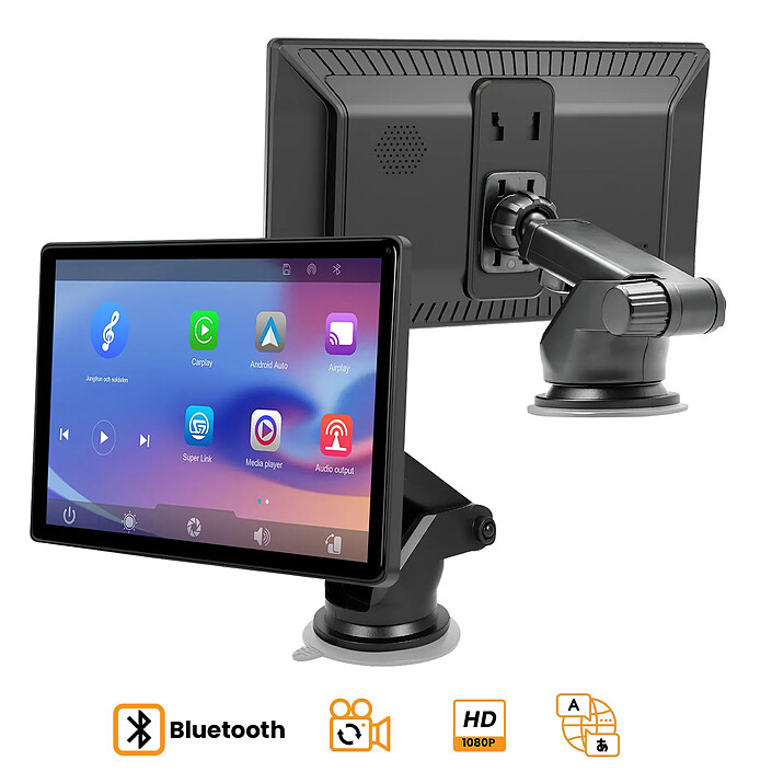 Avizar Écran Tactile 8 pouces pour CarPlay Android Auto Noir