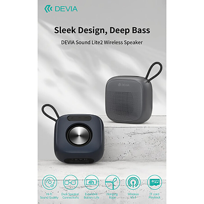 Devia Enceinte Bluetooth 5.3 Portable 10W Sound Lite 2 Son Puissant Ultra Compact Noir pas cher