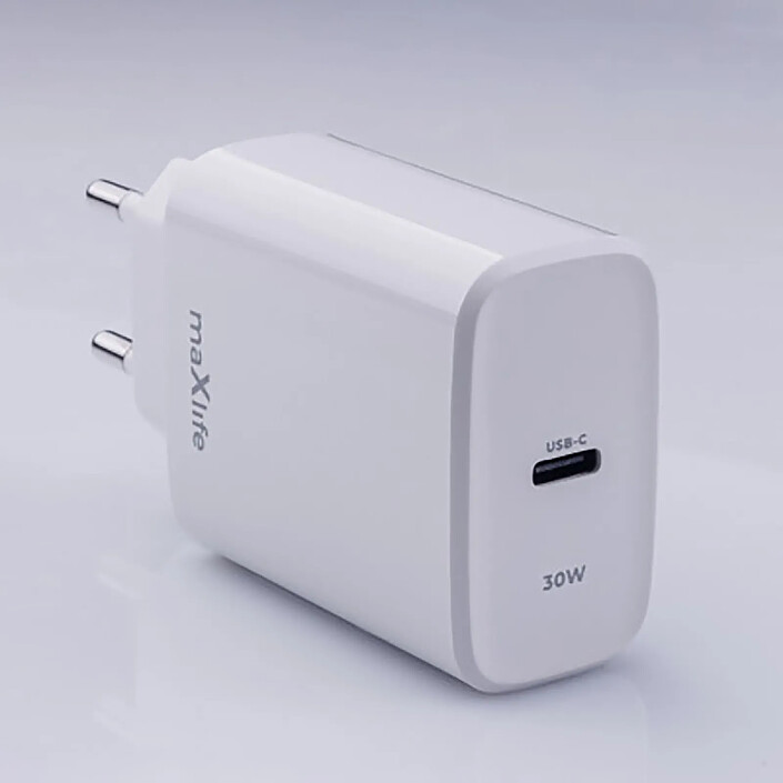 Maxlife Chargeur Secteur USB-C 30W PD QC Ultra Rapide Blanc