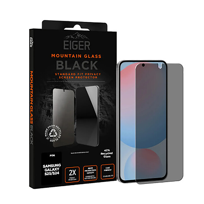 Avis Eiger Verre Trempé 2.5D pour Samsung Galaxy S24 / S25 Privacy Ultra Résistant Noir transparent