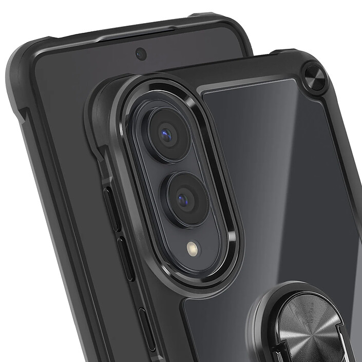 Avizar Coque pour Samsung Galaxy S25 Edge Bague Magnétique Support Vidéo Noir pas cher