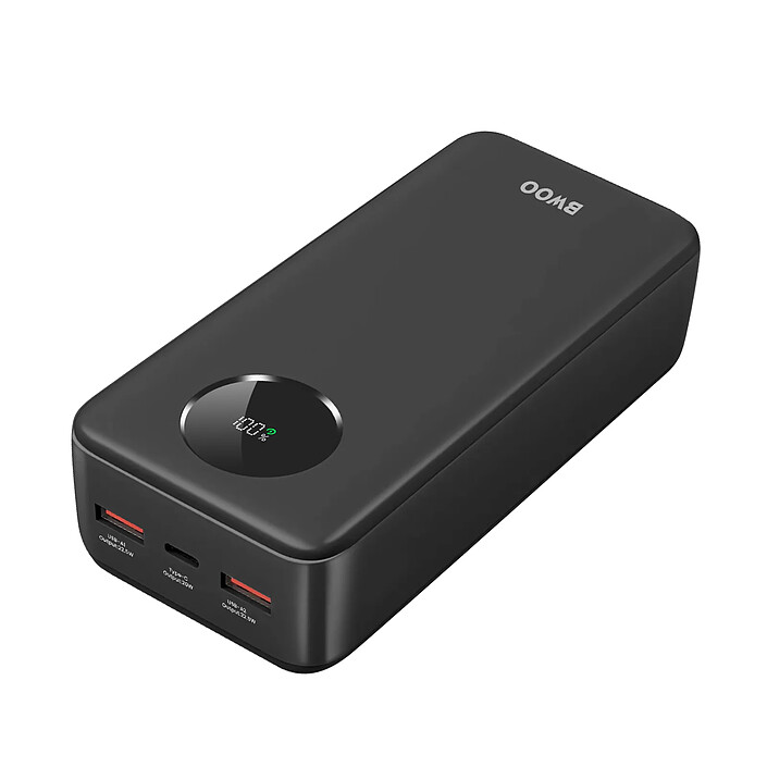 Bwoo Batterie Externe 30000mAh USB-C et 2x USB Écran LCD Noir