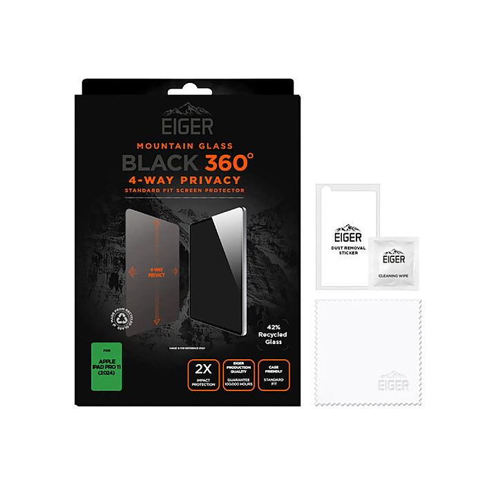 Acheter Eiger Protection Verre Trempé ASAHI 2.5D Privacy 360 Degré pour iPad Pro 11" Transparent