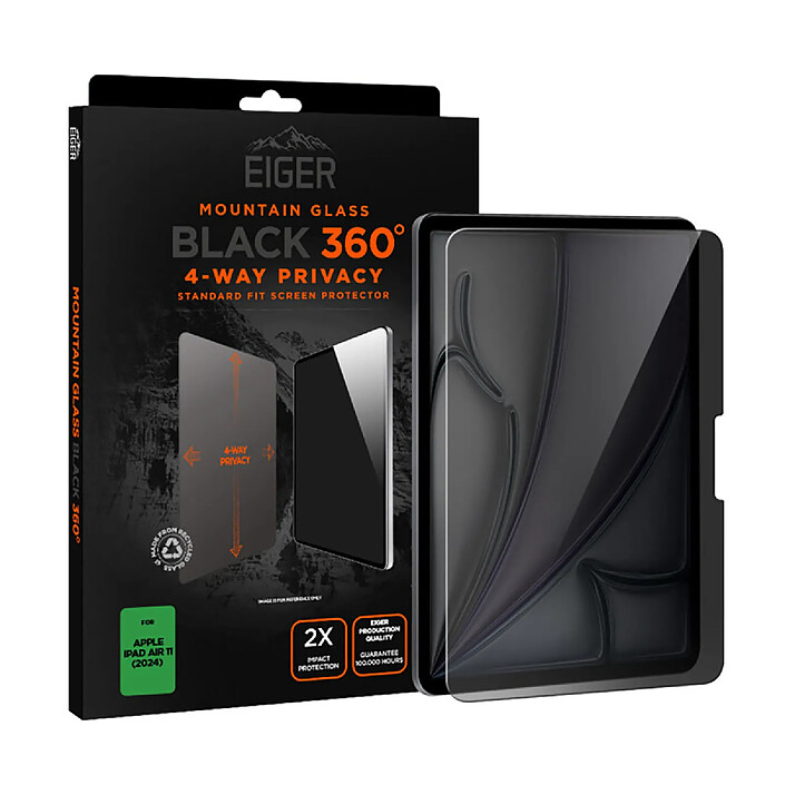 Eiger Protection Verre Trempé ASAHI 2.5D Privacy 360 degré pour iPad Air 11" Transparent pas cher