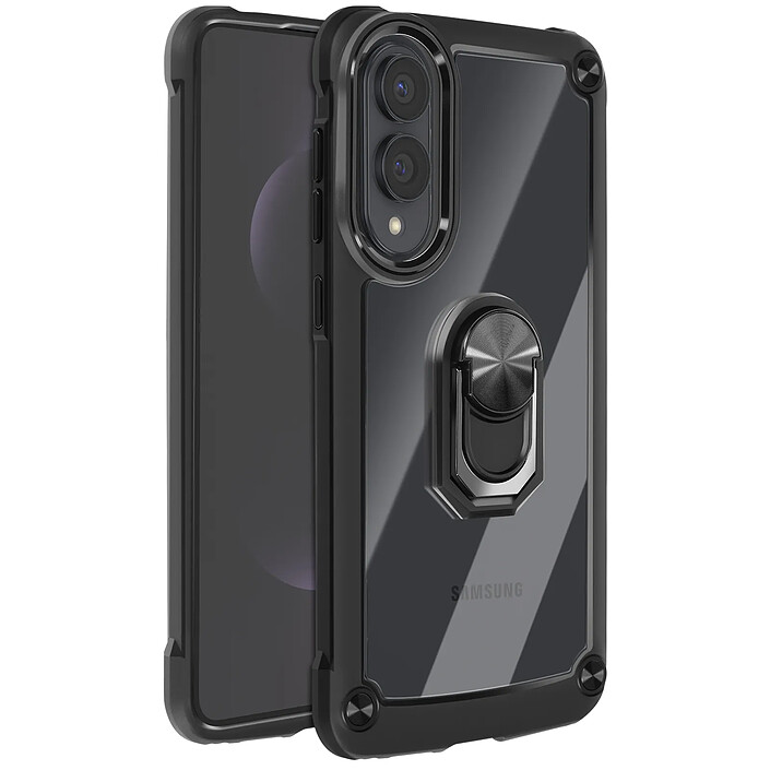 Avizar Coque pour Samsung Galaxy S25 Edge Bague Magnétique Support Vidéo Noir