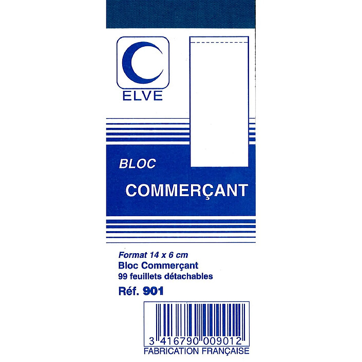 ELVE Bloc COMMERCANT 60 x 140 mm 100 Feuillets Lot de 10