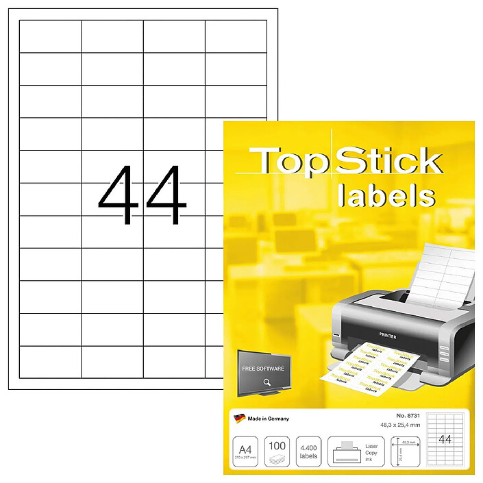 TOP STICK 4400 Étiquettes universelles, 48,3 x 25,4 mm, blanc