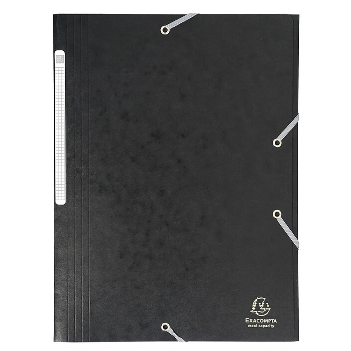 EXACOMPTA Chemise à élastiques Maxi capacity carte lustrée 425gm2 - A4 - Noir