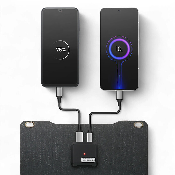 Swissten Chargeur Solaire 22W Ports USB USB-C Étanche IP67 et Pliable Gris pas cher