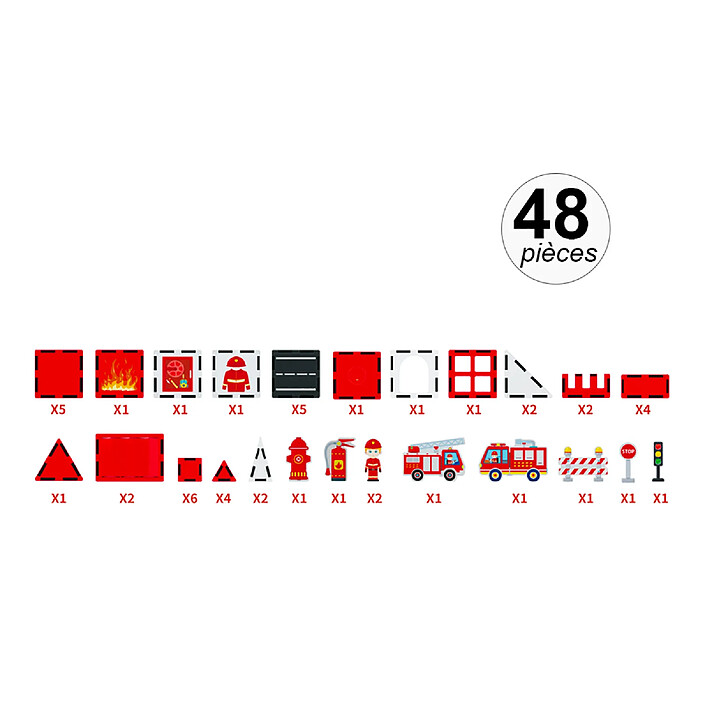 Avis Avizar Jeu Construction Magnétique pour Enfant Thème Pompier 48 pièces Solide Rouge