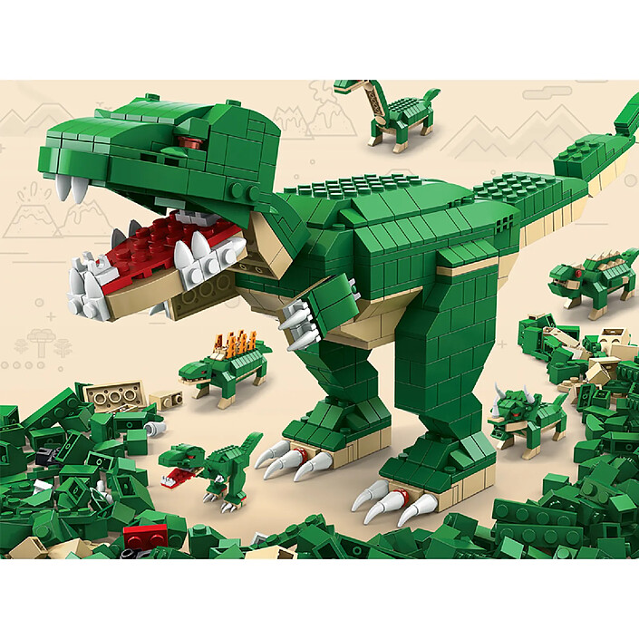 Avis Avizar Jeu Construction 1000 pièces Dinosaure Articulées à Assembler Vert forêt