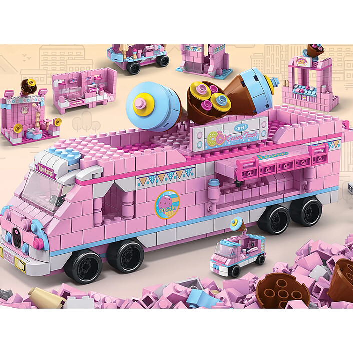 Avis Avizar Jeu Construction 6 en 1 1000 pièces Camion de Glace Divertissant Rose