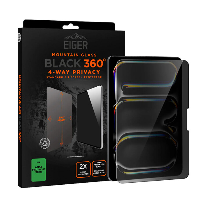 Eiger Protection Verre Trempé ASAHI 2.5D Privacy 360 degré pour iPad Pro 13" Transparent pas cher