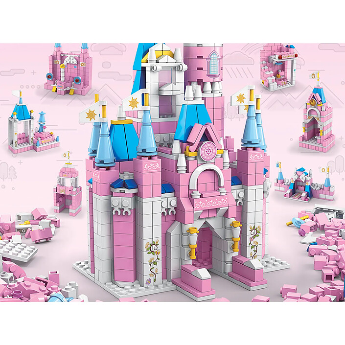 Avis Avizar Jeu de Construction 6 en 1 1000 pièces Château Princesse Éducatif Amusant Bleu / Rose