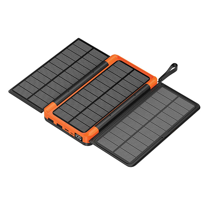 Avizar Powerbank Alya Solaire 20000 mAh avec Lampe Micro USB / USB-C / Lightning Noir