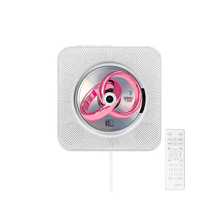 Avizar Lecteur CD Cancale Mural avec Bluetooth 5.0 FM Radio Télécommande Blanc