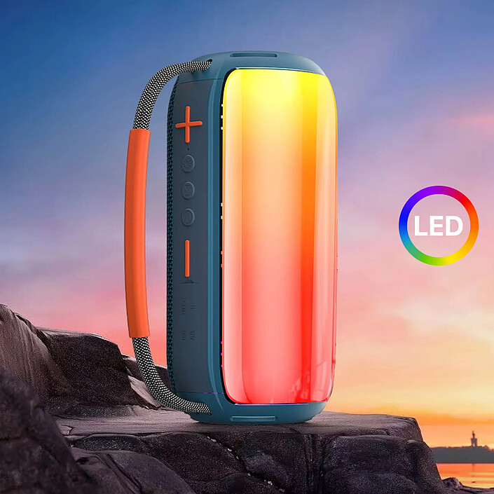 wiwu Enceinte Bluetooth avec LED Multicolore Autonomie 4h Poignée Bleu pas cher