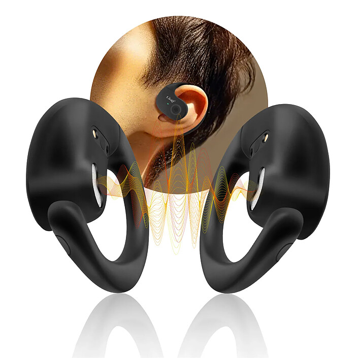 Acheter LinQ Écouteurs Bluetooth Clip Design ouvert Micro Appel Touche Tactile Noir