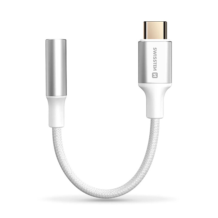 Swissten Adaptateur Audio USB-C vers Jack 3.5 mm p. smartphones et tablettes Blanc pas cher
