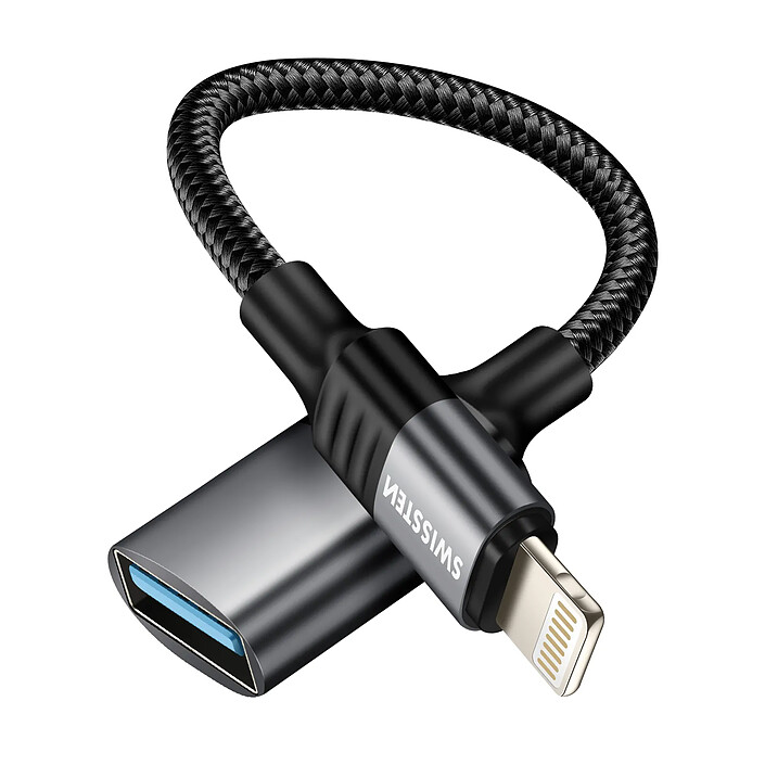 Swissten Adaptateur OTG iPhone Lightning Mâle vers USB Femelle Noir