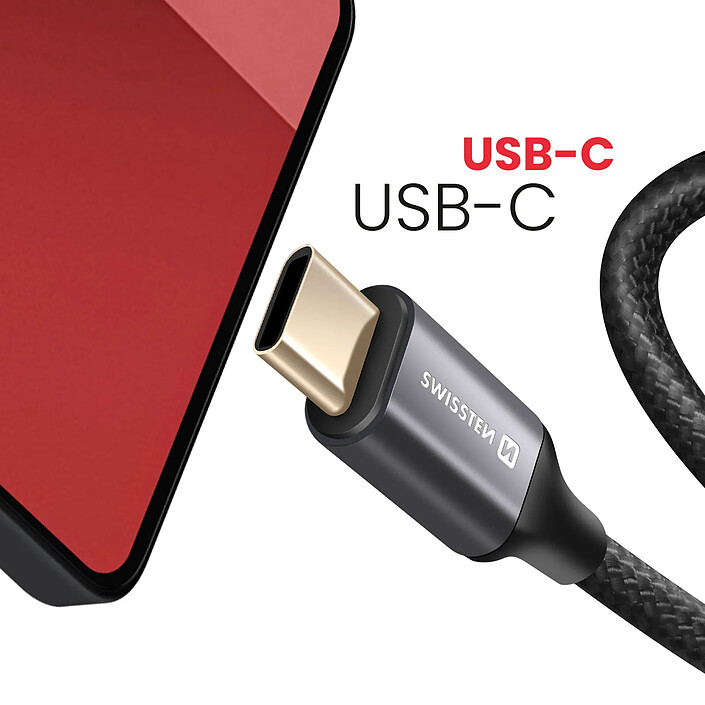 Acheter Swissten Câble auxiliaire audio USB C vers jack 3.5 mm Nylon Tressé 1.5m Noir
