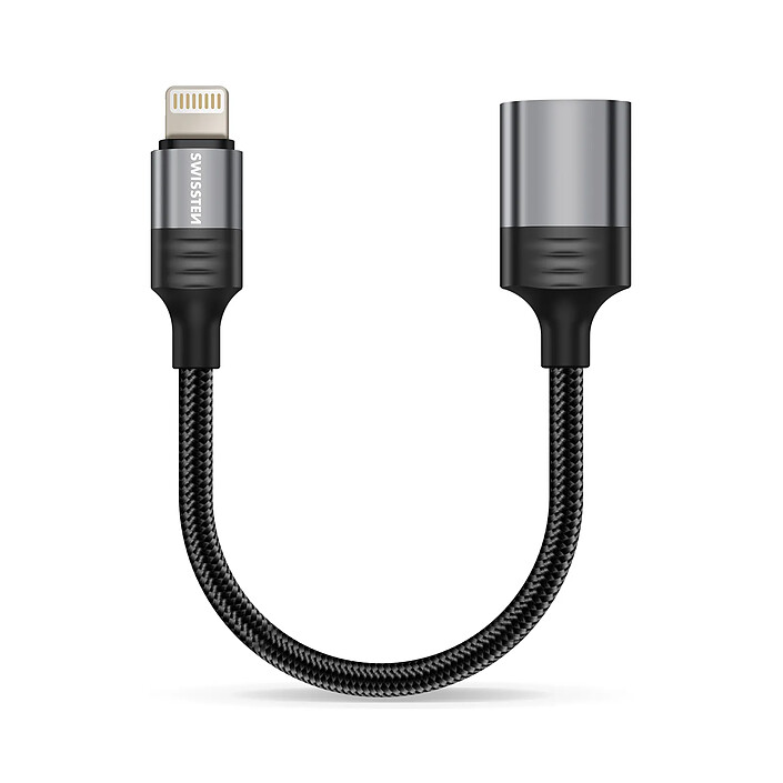 Swissten Adaptateur OTG iPhone Lightning Mâle vers USB Femelle Noir pas cher